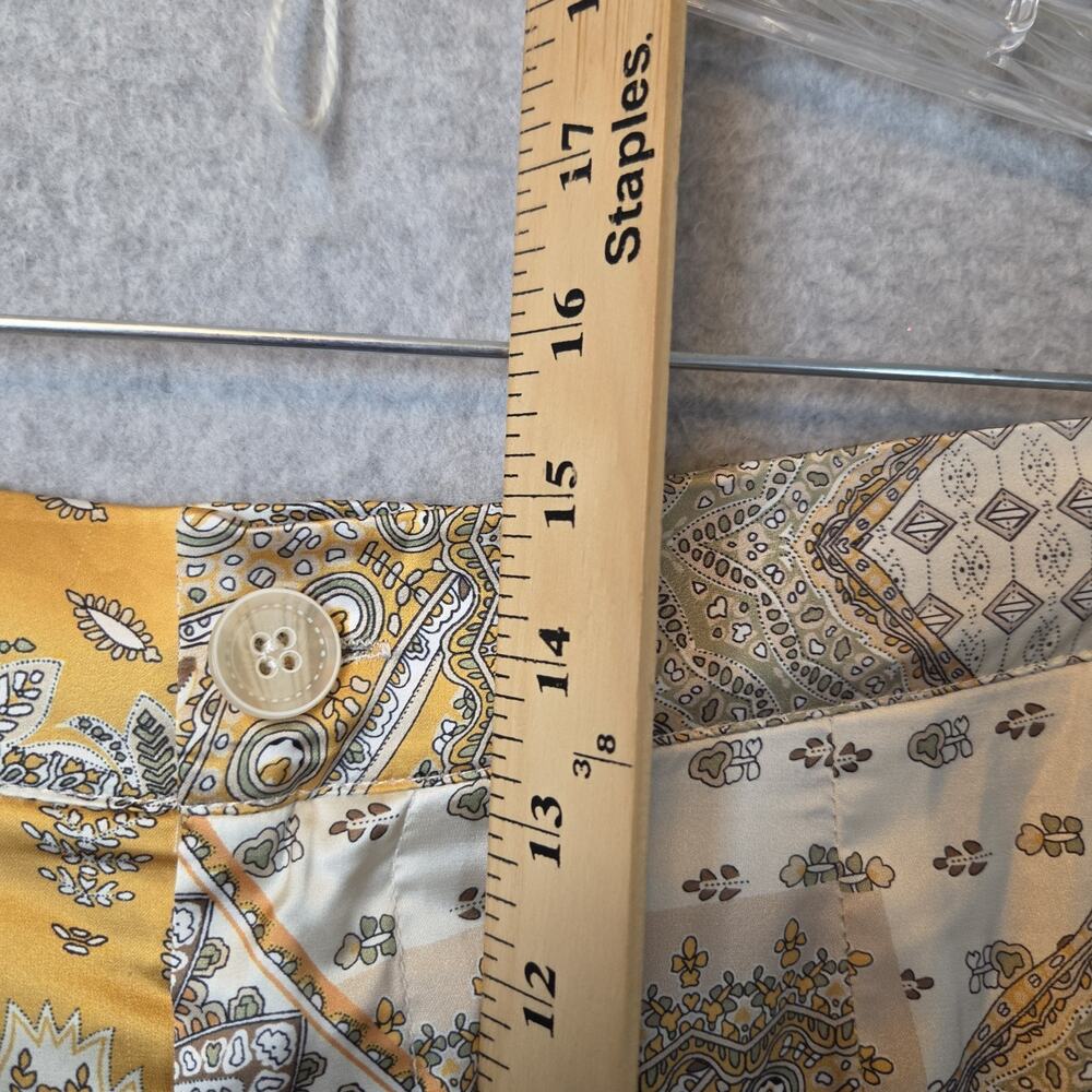 Cider Cream Yellow Satin Boho Paisley Wide Leg Trousers Size 1XL 16W-18W - Picture 8 of 11